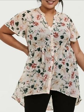 Torrid Lexie Floral Chiffon Hi-Lo Baby Doll Tunic Top - Size 2